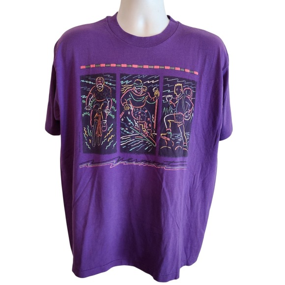 Hanes Other - Vintage 1991 Hanes XL Retro Outdoor Sports Graphic T Shirt USA Made Purple 90s